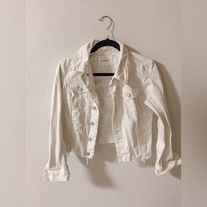 Blank NYC Distressed White Denim Jacket